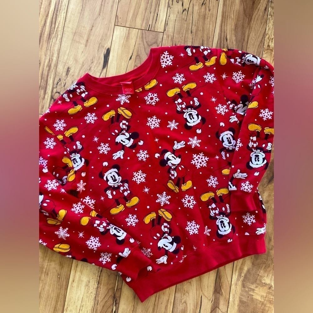 Mickey Mouse Christmas sweatshirt womens size XS red